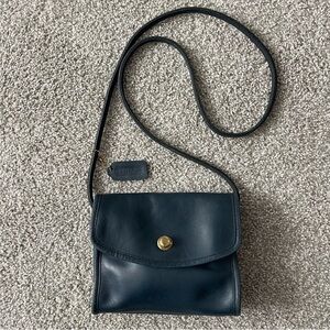 Vintage Crossbody Leather Purse - NAVY